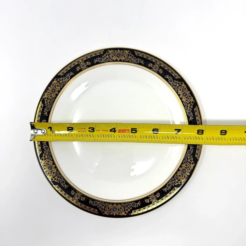 Royal Doulton Albany H5041 Dinner‎ Plates Gold Blue 8 Inch Set